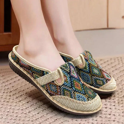 Ethnic Linen Slippers