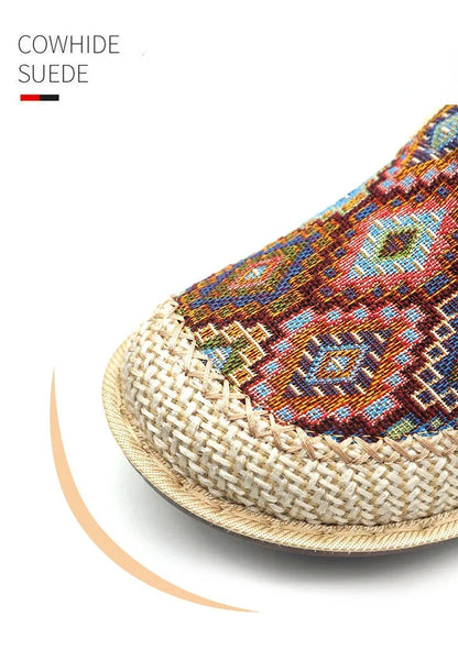 Ethnic Linen Slippers