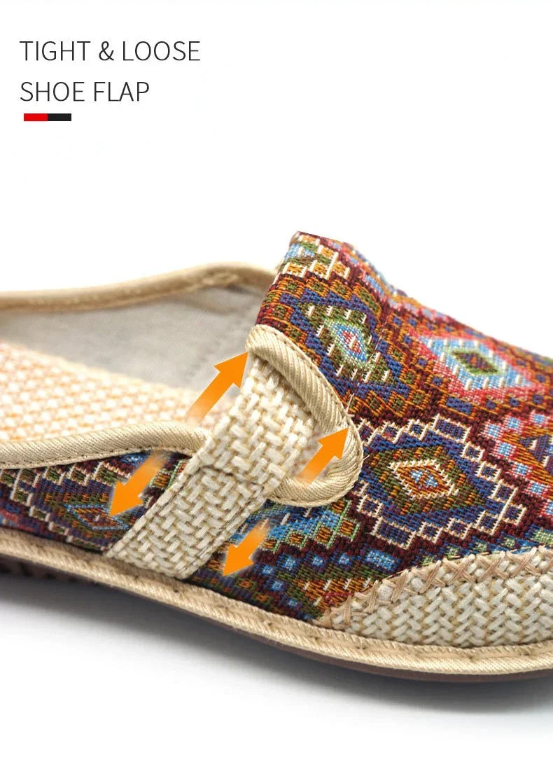 Ethnic Linen Slippers