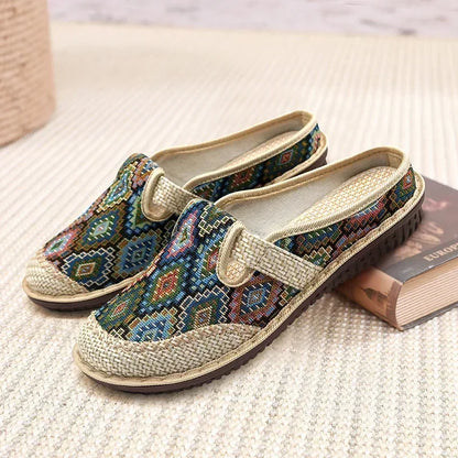 Ethnic Linen Slippers