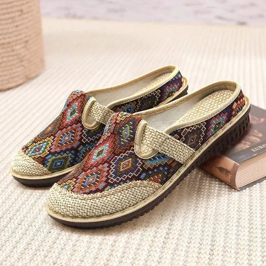 Ethnic Linen Slippers